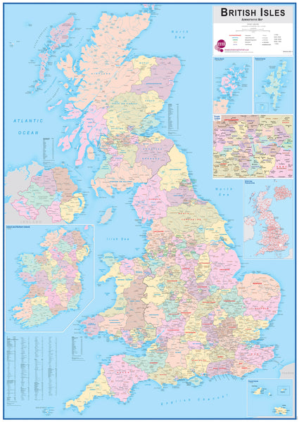 British Isles Administrative Maps International 841 x 1189mm Wall Map