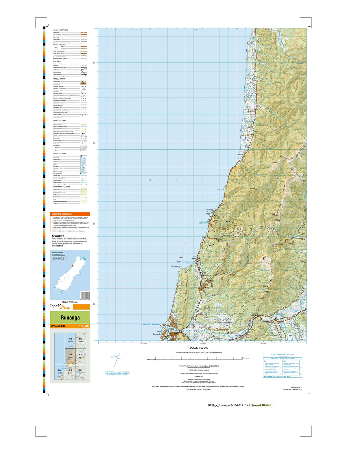 BT19 - Runanga Topo50 map | Mapworld