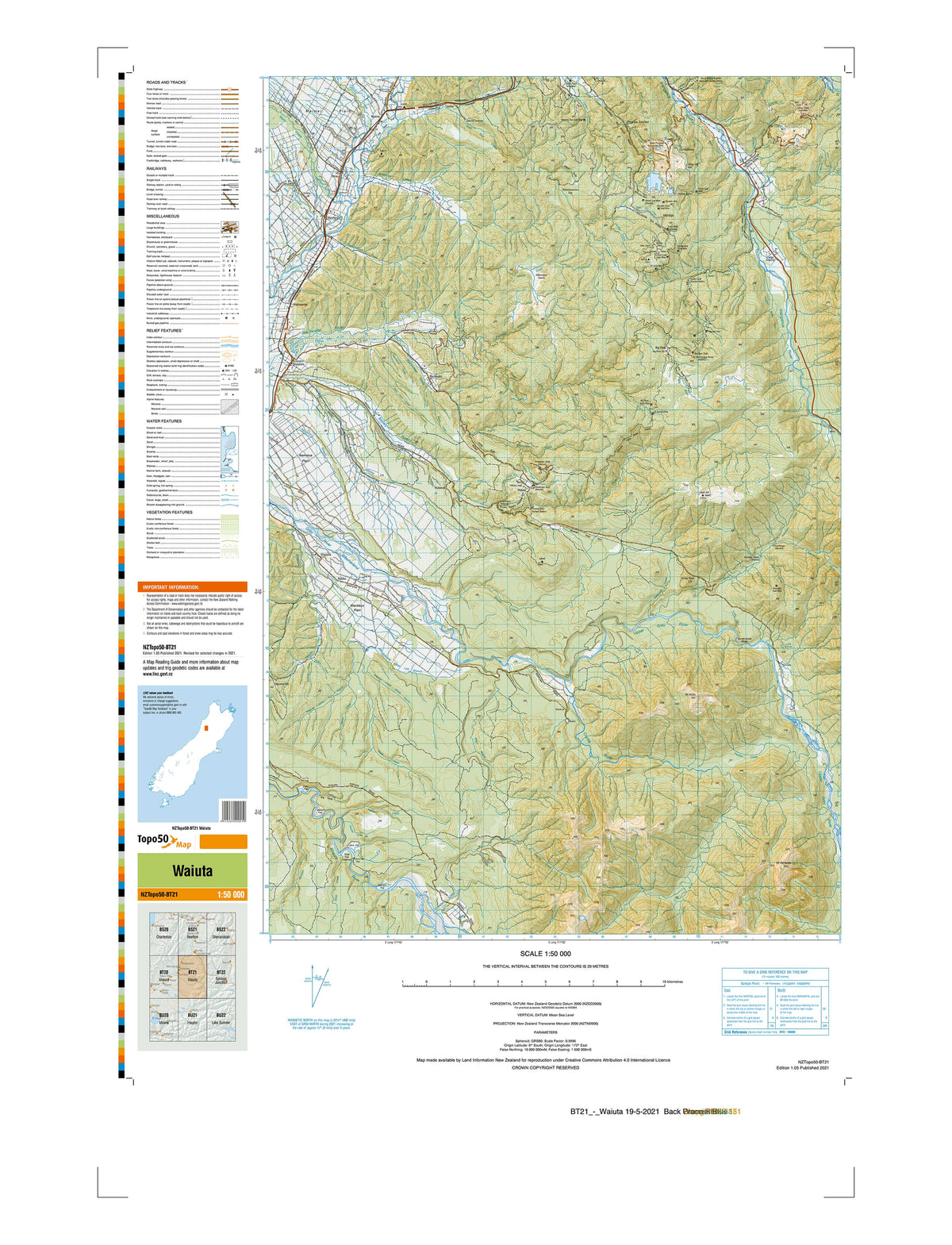 BT21 - Waiuta Topo50 map | Mapworld