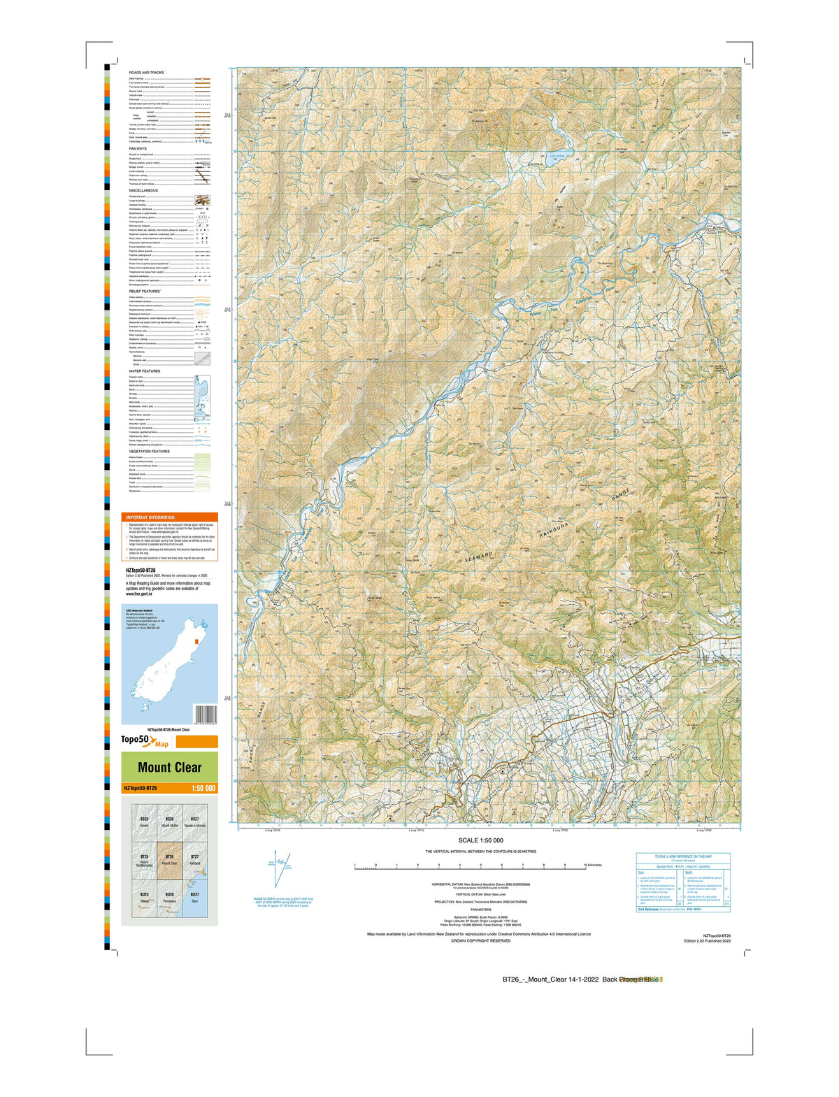 BT26 - Mount Clear Topo50 map | Mapworld