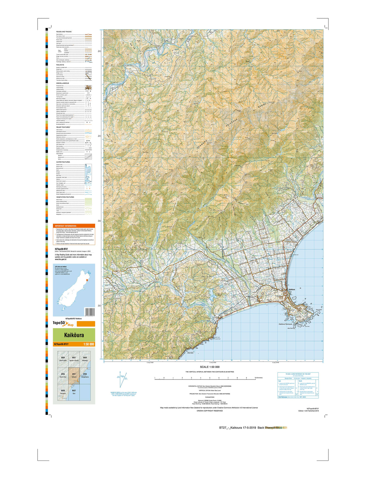 BT27 Kaik ura Topo50 Map Mapworld