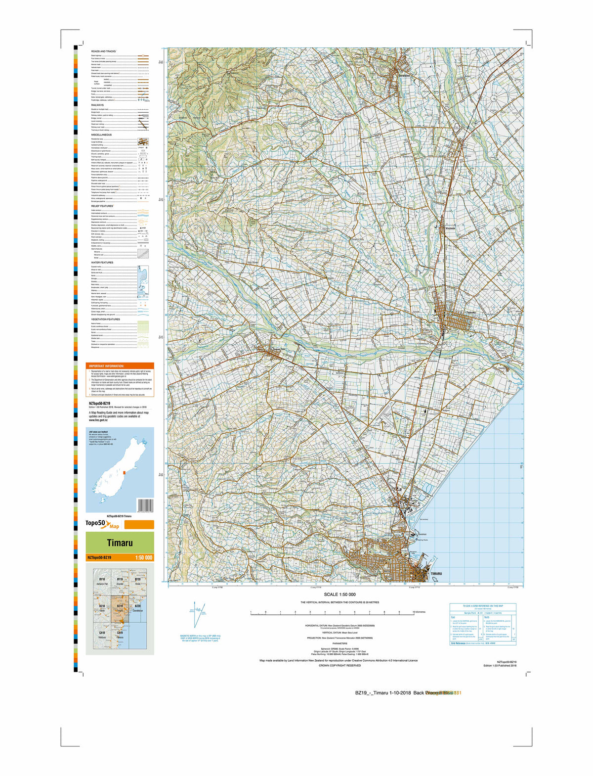 BZ19 - Timaru Topo50 map | Mapworld