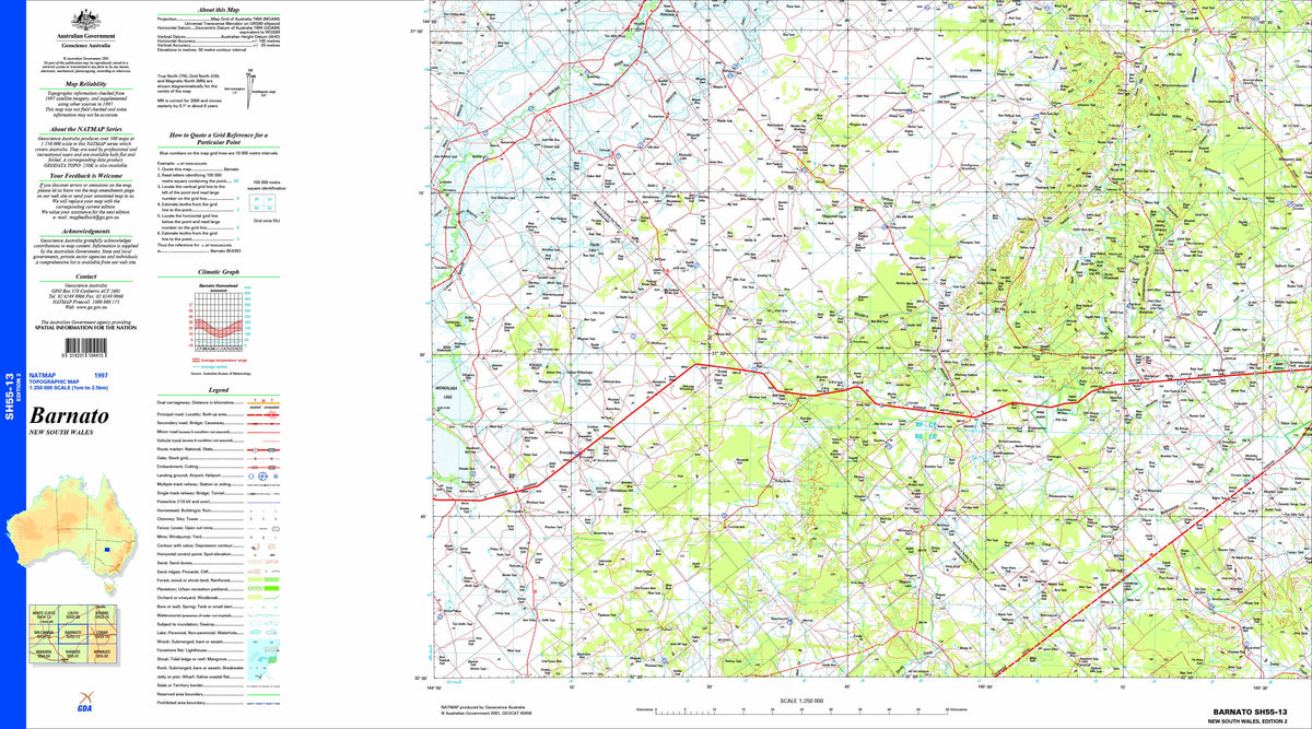 Barnato SH55-13 Topographic Map 1:250k | Mapworld