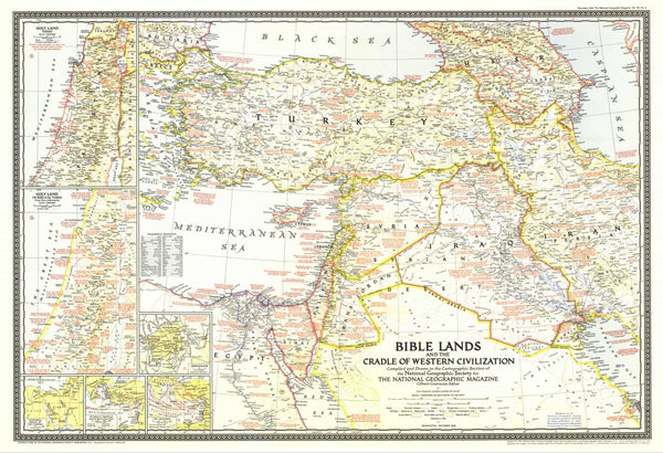 Bible Lands, and the Cradle of Western Civilization Wall Map - Published 1946 by National Geographic