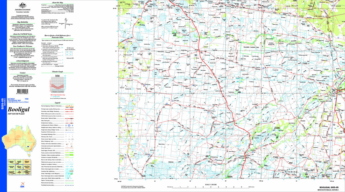 Booligal SI55-05 Topographic Map 1:250k | Mapworld