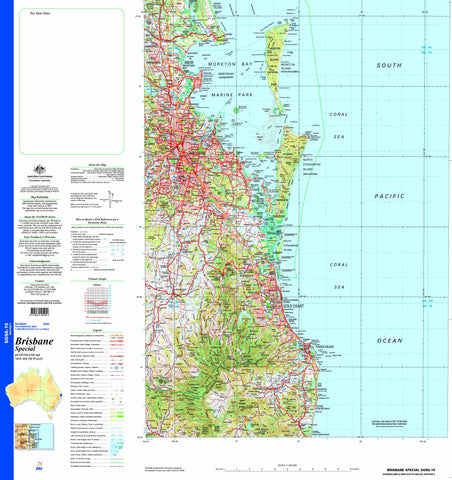 Brisbane Special SG56-15 Topographic Map 1:250k