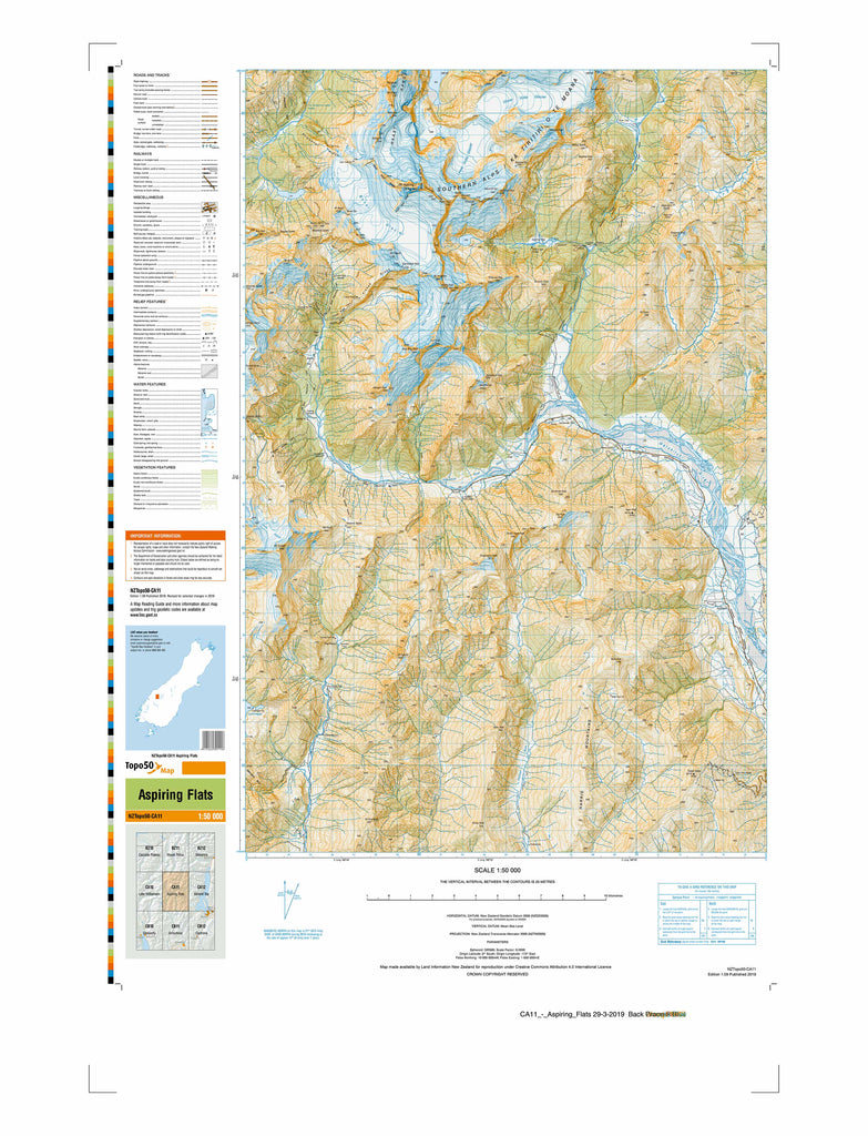 Buy CA11 - Aspiring Flats Topo50 map