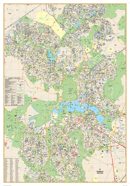 Canberra UBD 259 Map 690 x 1000mm Laminated Wall Map with Hang Rails