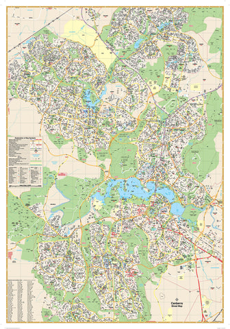 Canberra UBD 259 Map 690 x 1000mm Laminated Wall Map with Hang Rails