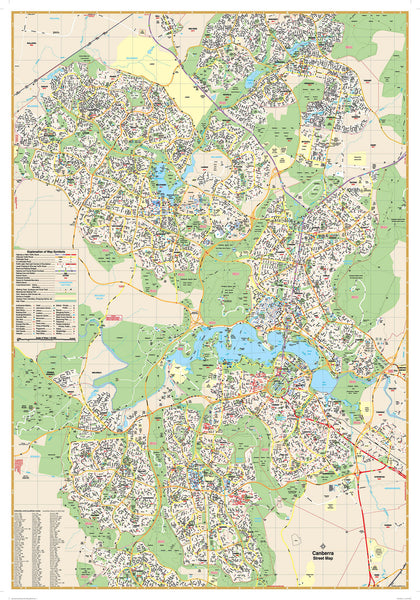 Canberra UBD 259 Map 690 x 1000mm Laminated Wall Map