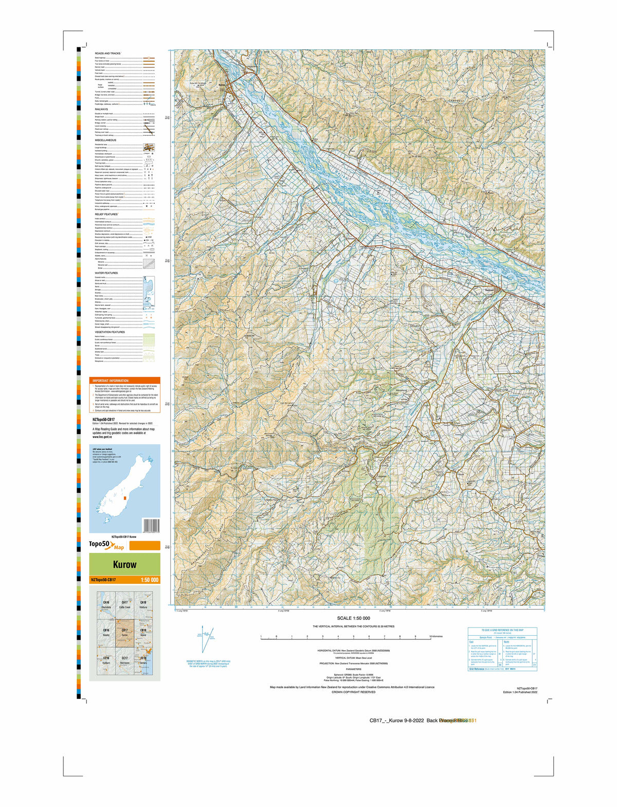 CB17 - Kurow Topo50 map | Mapworld