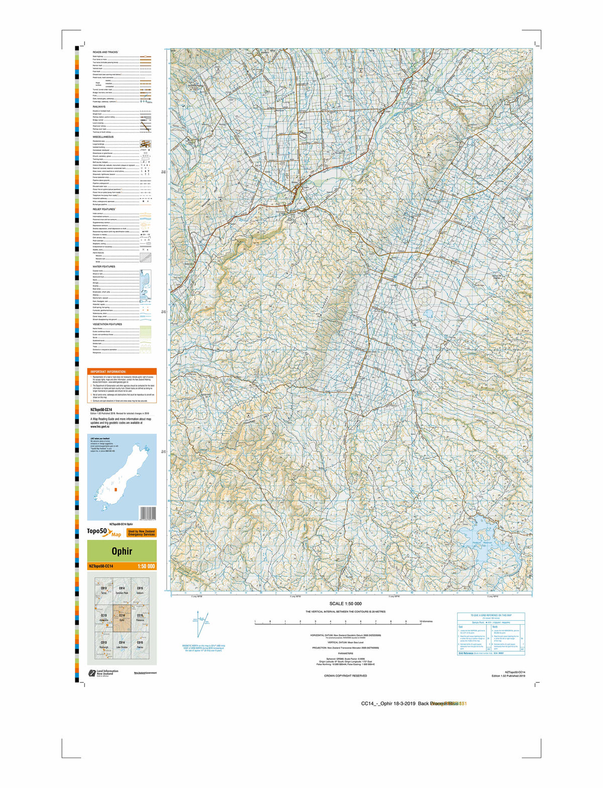 CC14 - Ophir Topo50 map | Mapworld