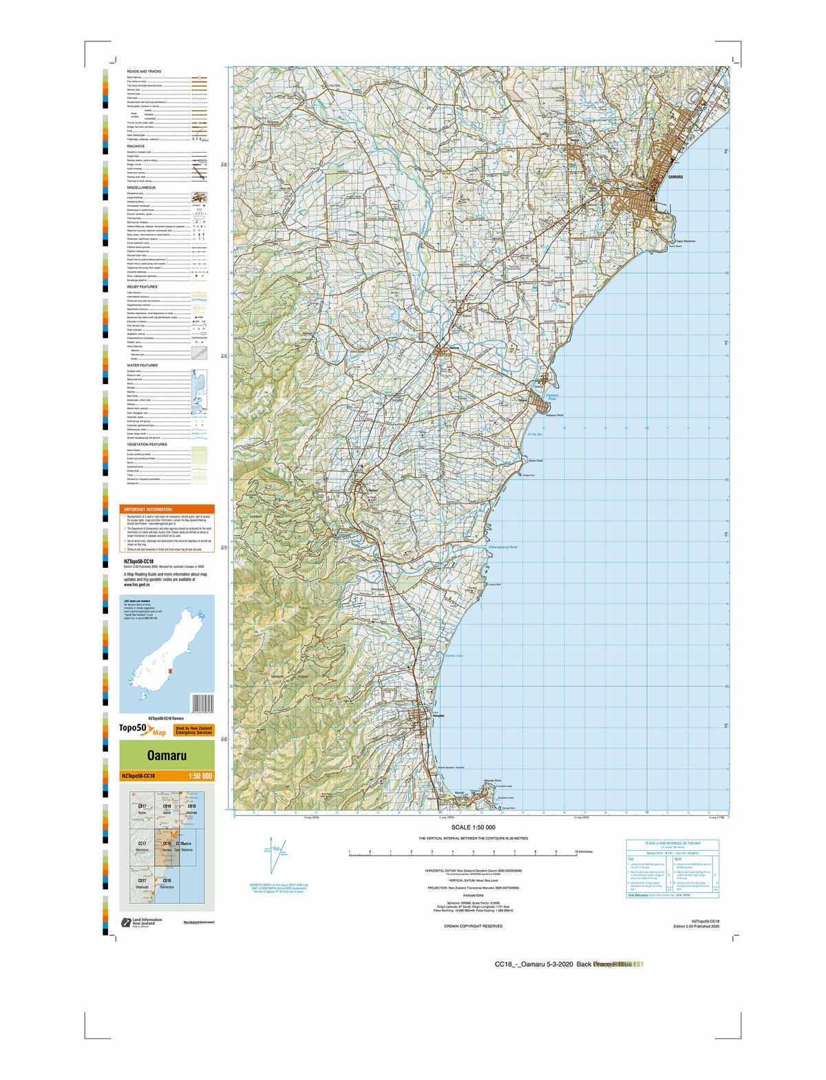 CC18 - Oamaru Topo50 map | Mapworld