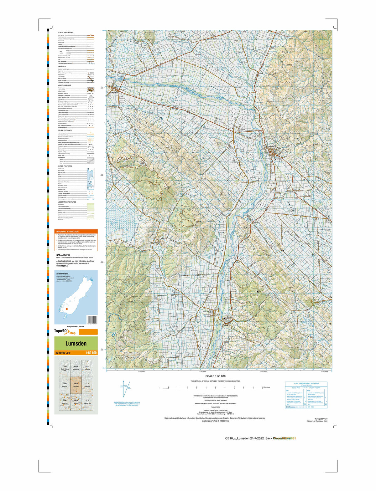 CE10 - Lumsden Topo50 map | Mapworld
