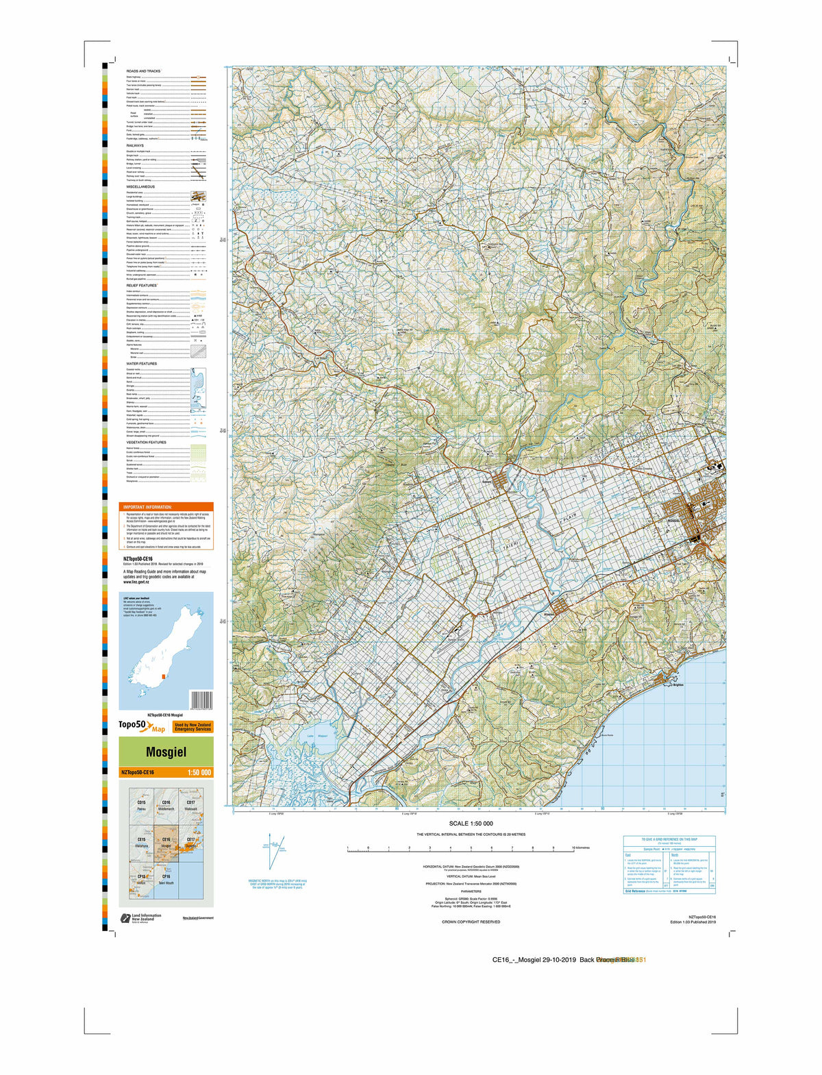 CE16 - Mosgiel Topo50 map | Mapworld