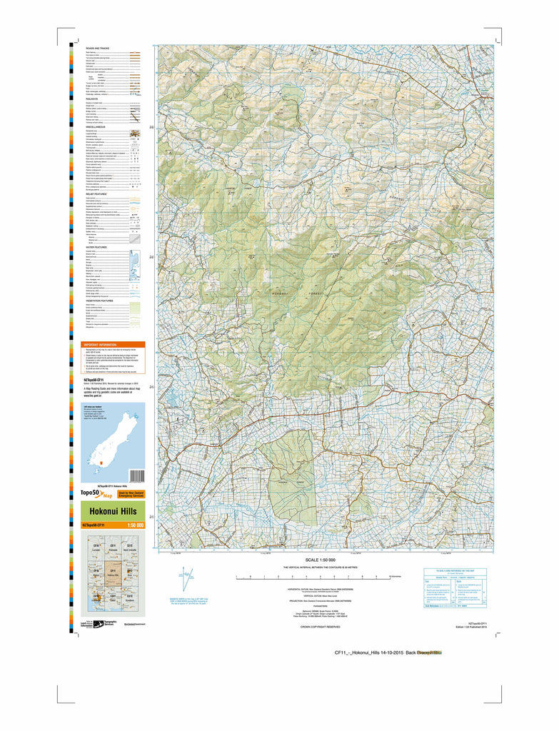 Buy CF11 - Hokonui Hills Topo50 map