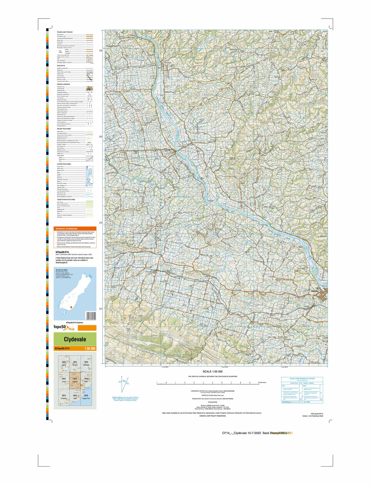 CF14 - Clydevale Topo50 map | Mapworld