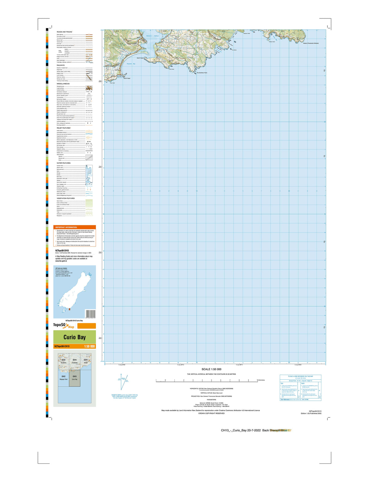 CH13 - Curio Bay Topo50 map | Mapworld