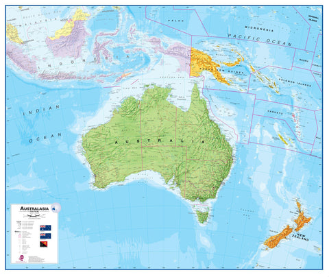 Australasia Political Maps International 1080 x 900mm Wall Map