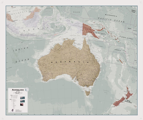 Australasia Executive Antique Style Maps International 1080 x 900mm Wall Map