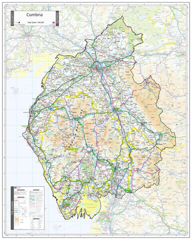 County Map of Cumbria  800 x 1000mm