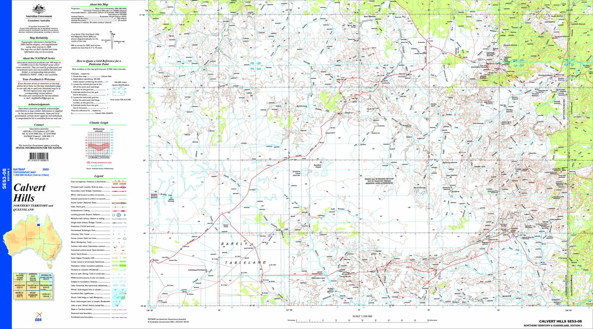 Calvert Hills SE53-08 Topographic Map 1:250k | Mapworld