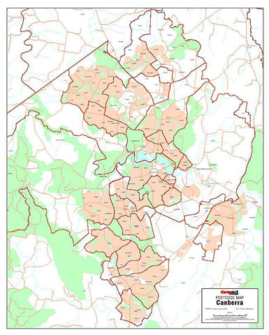 Canberra Postcode Wall Map