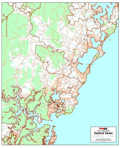 Central Coast Postcode 788 x 956mm Laminated Wall Map