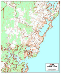 Central Coast Postcode 788 x 956mm Laminated Wall Map