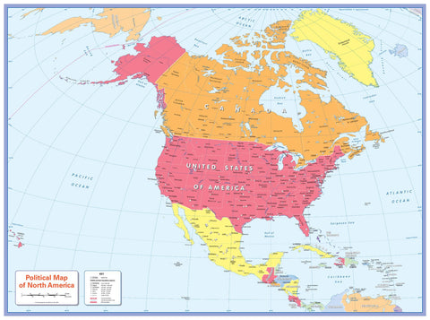Children's Political Map of North America 905 x 668mm