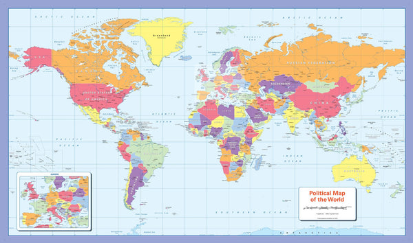 Children's Political World Map for the Colour Blind 1020 x 595 mm