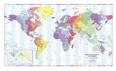 Colour Blind Friendly World Time Zone Wall Map 1022 x 595mm