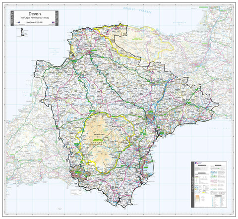 County Map of Devon 1000 x 920mm