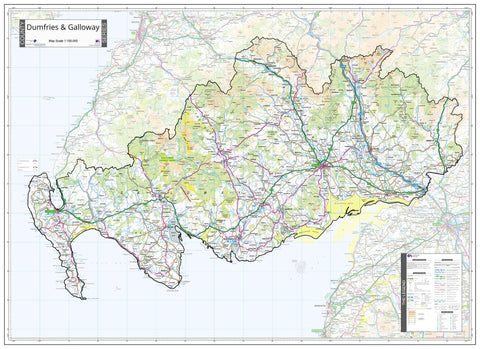 County Map of Dumfries & Galloway 1100 x 800mm