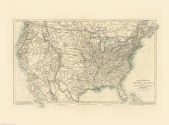 Stanford's Railway Map of the United States published 1876