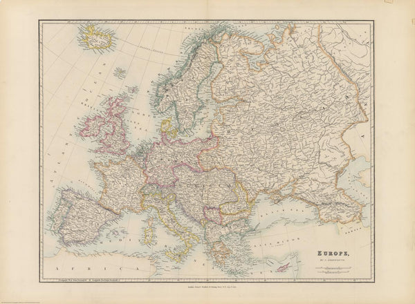 Stanford's Folio Europe Map by J. Arrowsmith published 1884