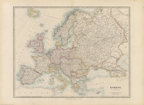 Stanford's Folio Europe Map by J. Arrowsmith published 1884