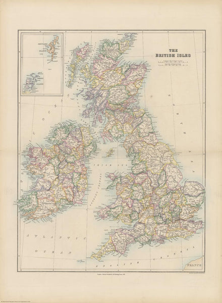 Stanford's Folio British Isles Map published 1884