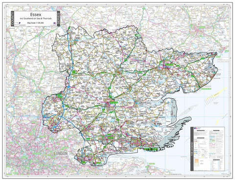 County Map of Essex 960 x 740mm