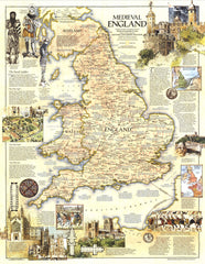 England in Medieval Times Wall Map by National Geographic
