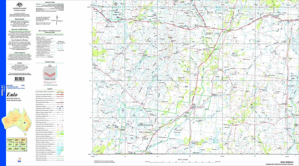 Eulo SH55-01 Topographic Map 1:250k | Mapworld
