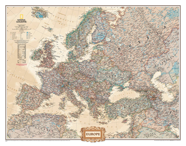 Europe Executive NGS 772 x 605mm Wall Map