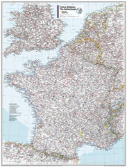 France Belgium Netherlands Atlas of the World, 11th Edition, National Geographic Wall Map