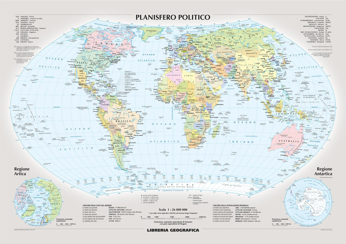 Political Italy Wall Map Italian