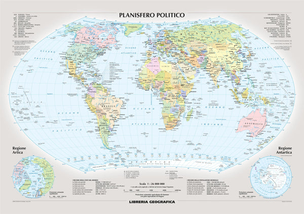 World Political Wall Map (in Italian) 1292 x 920mm