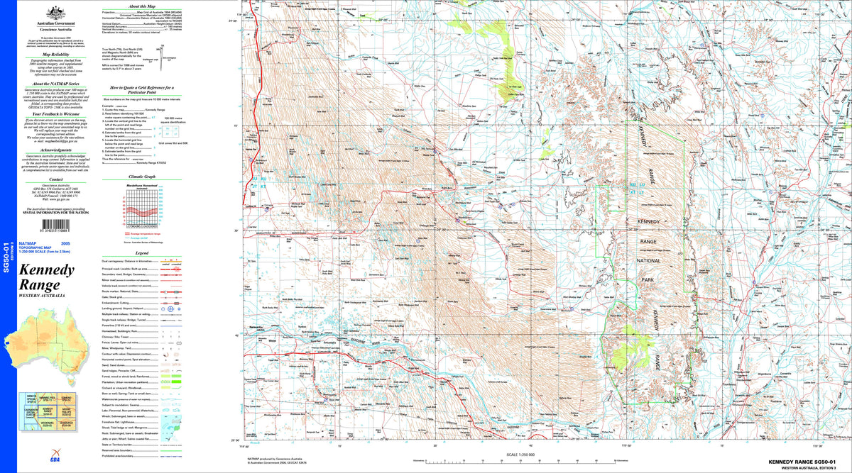 Kennedy Range SG50-01 Topographic Map 1:250k | Mapworld
