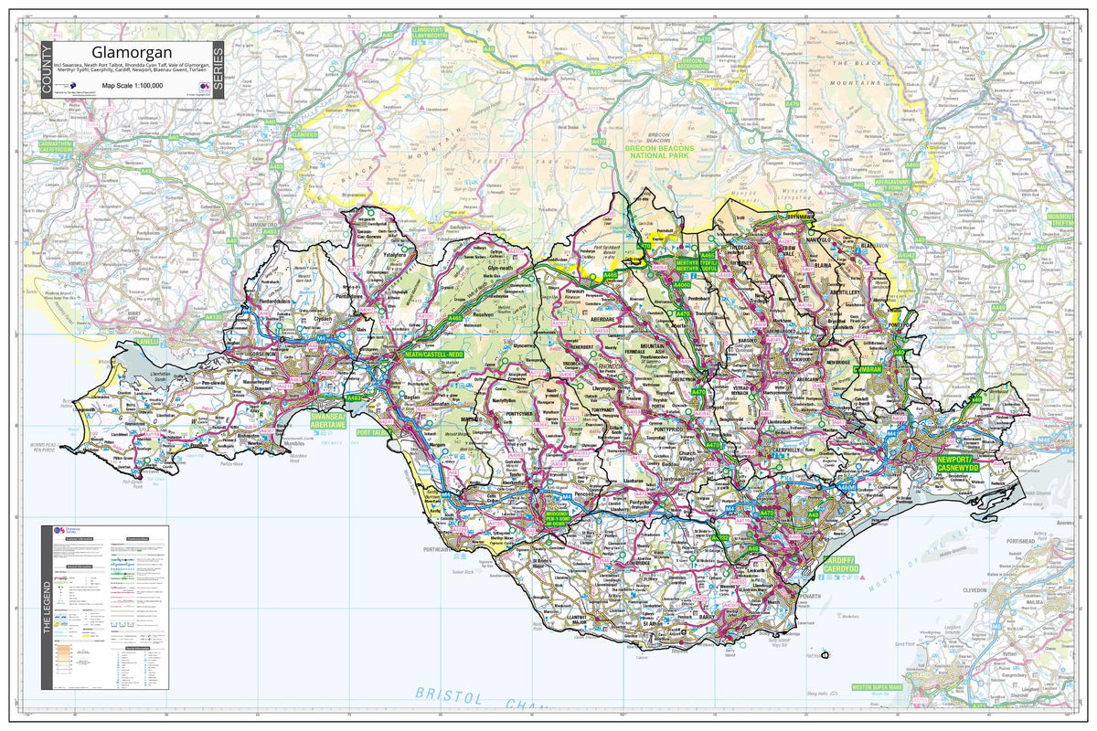 County Map of Glamorgan | Mapworld