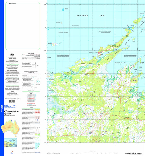 Galiwinku Special SD53-03 Topographic Map 1:250k