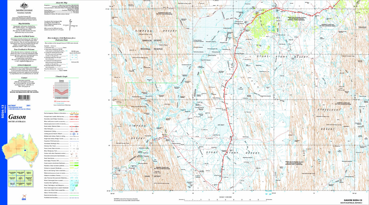 Gason SG54-13 Topographic Map 1:250k | Mapworld