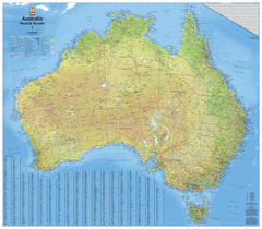 Australia Hema 1660 x 1455mm Road & Terrain Mega Map Laminated Wall Map with FREE Map Dots